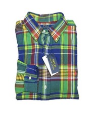 Polo Ralph Lauren Big Tall Green/Blue Multi Plaid Flannel Button Down Shirt