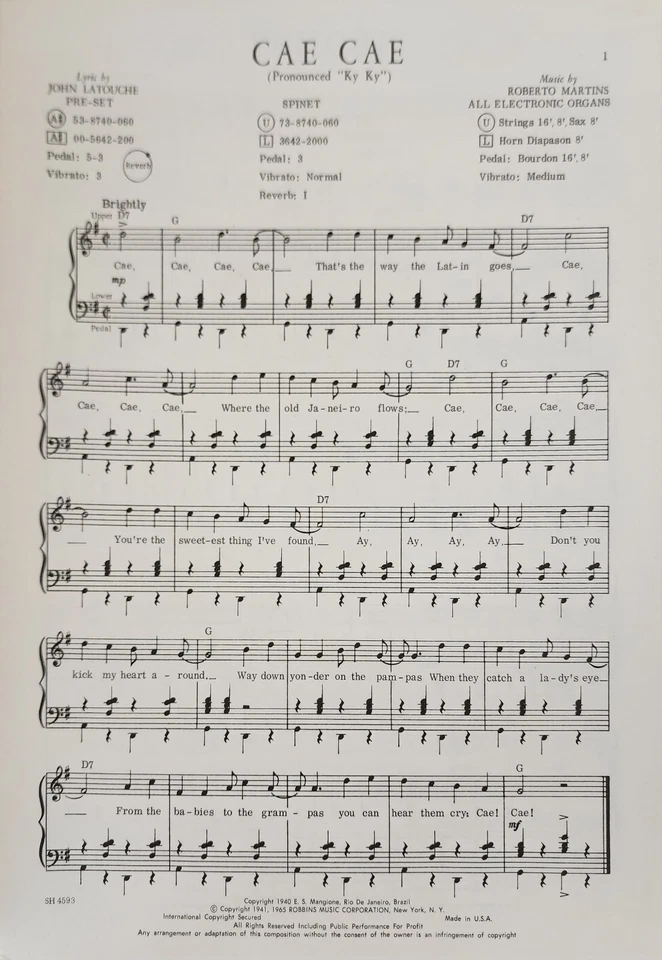 Organ Latin American Favorites Series No 8 Sheet Music Song Book - Image 3 of 4