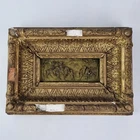 Antique 19th Century Plaster Relief Men On Horseback Dronking In Gilt Frame