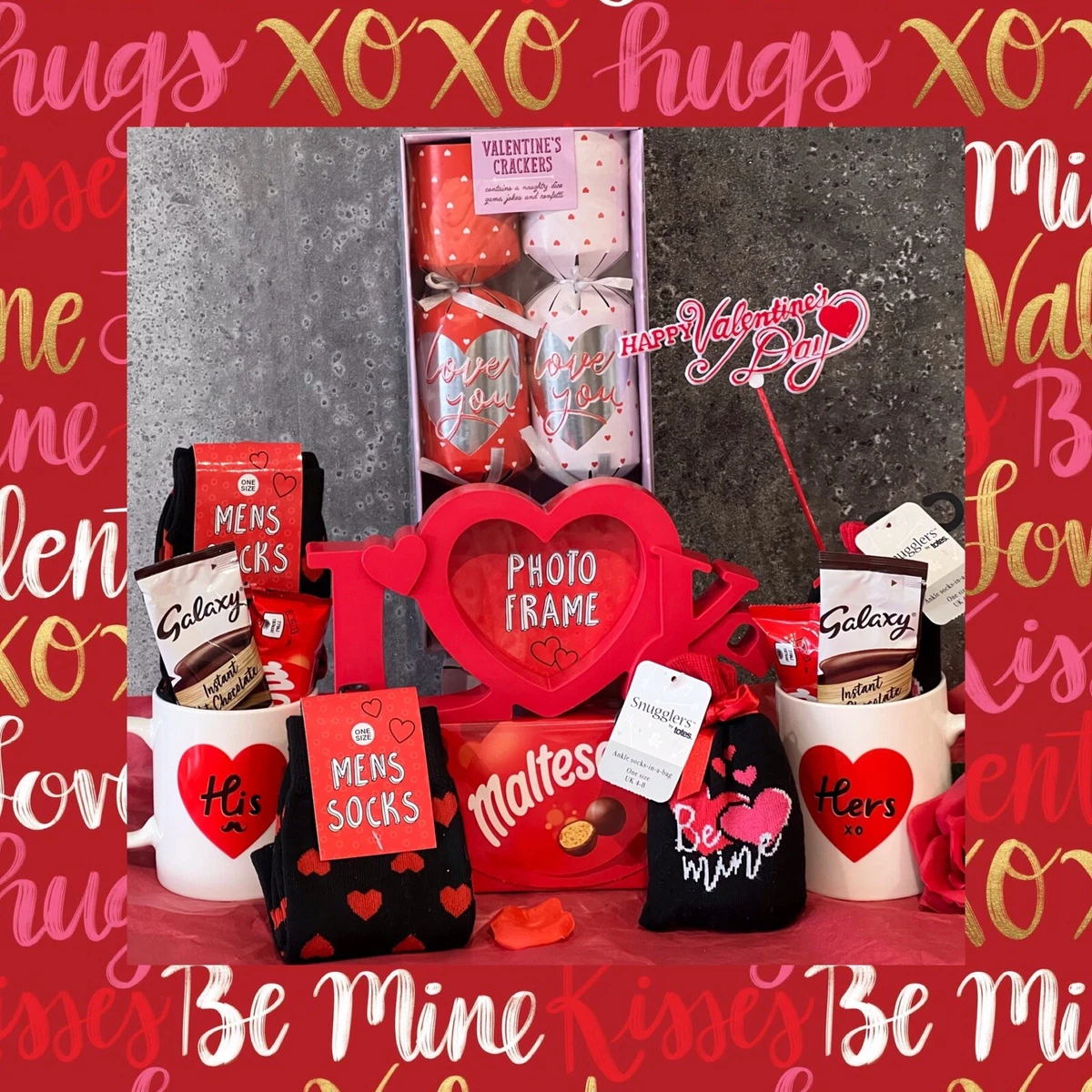 COUPLES VALENTINES DAY GIFT BOX, HIS & HERS, LOVE NIGHT IN, MUGS, CHOCOLATE GAME