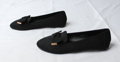 RAID Women's Reema Bow Front Detail Flat Shoes AC2 Black Micro Size: UK:6