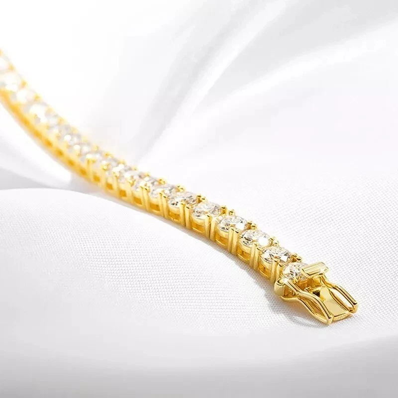 16.6ct Lab Grown Diamond Tennis Bracelet Round 14k Yellow Gold Over 7.5" E VVS - Image 2 of 3