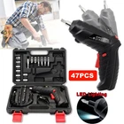 47pcs Cordless Electric Screwdriver Power Tool Set Rechargeable Screwgun Drill