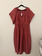 NWT Old Navy Rust Red Waist Defined Maxi Dress 3X Flutter Sleeves Smocked