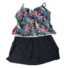 Swimsuits For All Plus Size Women's Tankini Top Swim Skirt Set Size 34W 34 New
