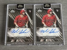 Pair of 2024 Topps Chrome Black Auto Nolan Schanuel RC Auto Angels Rookie