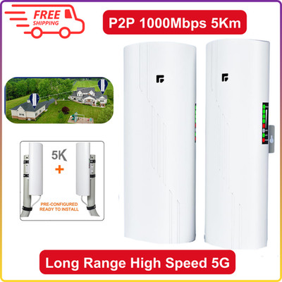 Wireless Bridge Point to Point Outdoor WiFi, Wireless Network Expansion Kit, 5Km