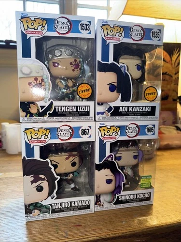 Anime Demon Slayer Funko Pop Lot Tanjiro Shinobi + Tengen + Aoi Convention Chase
