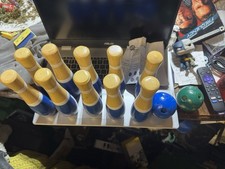 Hey! Play! Lawn Bowling Set Wooden Pins Finger Holes Balls