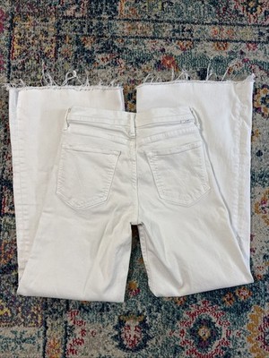 MOTHER The Twister Skimp Wide Leg Jeans Frayed Hem Cream Puffs Size 27