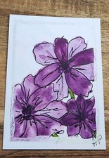 Floral ACEO Original Miniature Watercolor  Painting Limited Edition 1 Of 10