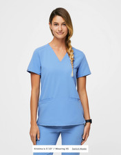 FIGS Casma Three-Pocket Scrub Top Ceil Blue Size Small