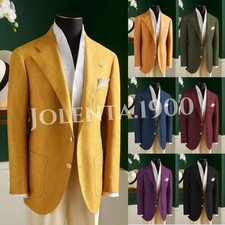 Linen Men Blazer Summer Beach Leisure Coat Wedding Party Jacket Business Tuxedos