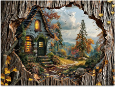 Landscape Diamond Painting Kits for Adults - Forest House Diamond Art Kits for A