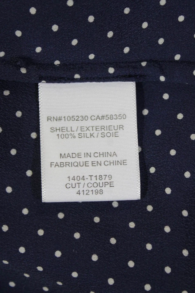 Blusa Joie para mujer de seda texturizada con cuello en V a lunares azul talla S Foto 4 de 4