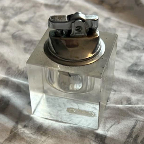 Viking Handmade Glass Lighter Cube Made in Japan Unique Glass Collectible