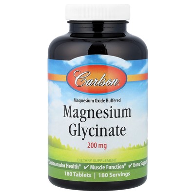 Carlson Labs Chelated Magnesium 180 Tablets Gluten-Free, Preservative-Free ,