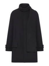 DIOR 7100 Black Wool/Cashmere Scarf Collar Coat New  Authentic
