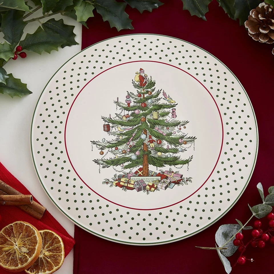 Christmas Tree Polka Dot Cake Plate - 11" Cookie, Cupcake, Dessert Serving Pl... - Image 4 of 4