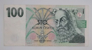 1997 Czech Republic Ceska Narodni Banka 100 Korun Banknote No. E70 067785