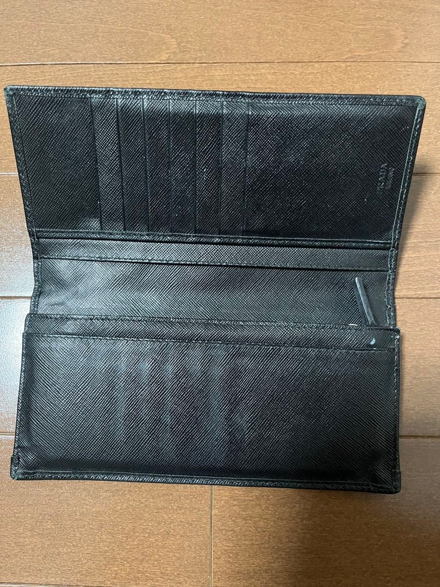 PRADA Long Wallet Saffiano Leather Black from japan