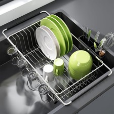 Stainless Steel Stretchable Dish Drying Rack Cutlery Holder Kitchen Sink Drainer