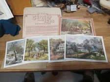 Currier and Ives Lithographs "American Homestead" Four Seasons Series set of 4