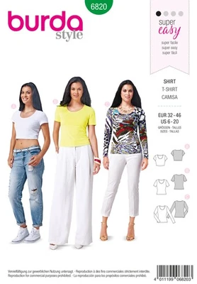 Schnittmuster Shirt Burda 6820 US 6-20 (Gr. 32-46) Deutsche Anleitung - Bild 1 von 4
