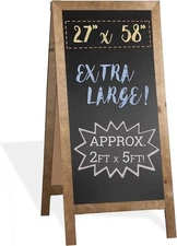 A-Frame Chalkboard Sidewalk Sign - 58 x 27 inches, Folding Standing Sandwich Sig
