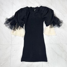 CHANEL 09P Cotton Nylon Knit Dress Dress 36 Black F/S from Japan