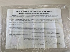 1843 Land Grant With John Tyler Signature Army Infantry Dixon Illinois DS12