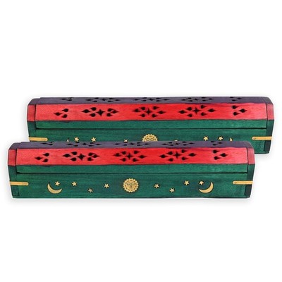 2 Pack - Incense Stick Holder - Coffin Style - Wood Incense Stick Burner with