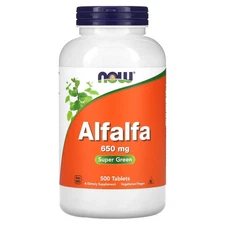 Now Foods Alfalfa 650 mg 500 Tablets GMP Quality Assured, Vegan, Vegetarian