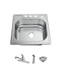 Glacier Bay 25 in. Drop in Single Bowl 22 Gauge Stainless Steel Sink w/ Faucet