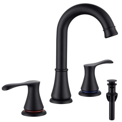 Widespread Bathroom 8'' Sink Faucet 2 Handle 3 Hole Basin Faucet Mixer Taps Black