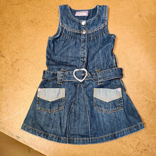 Guess Jeans Girls 4T Denim jean dress belted heart buckle sleeveless pockets