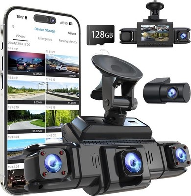 Cámara De Tablero 5G Para Coche 4 Canales Dash Cam Delantera, Trasera y Interior