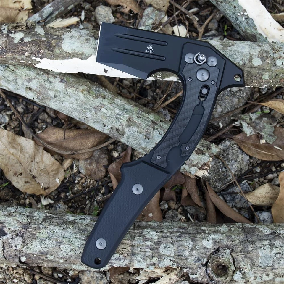 Hacha táctica japonesa plegable de bolsillo para camping, hacha táctica plegable con bloqueo de eje... Foto 3 de 4