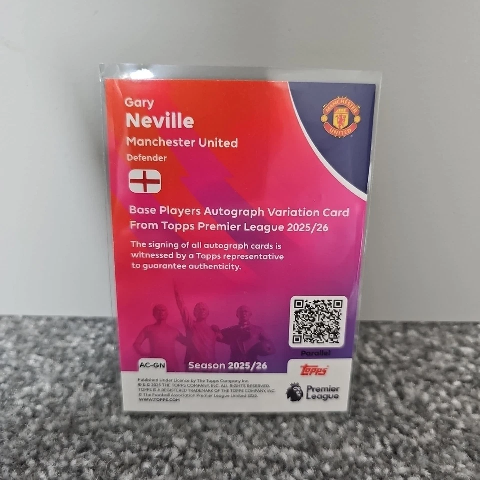 Topps Premier League 2026 Gary Neville Auto Card. Man United. Numbered /50. Gold - Image 3 of 3