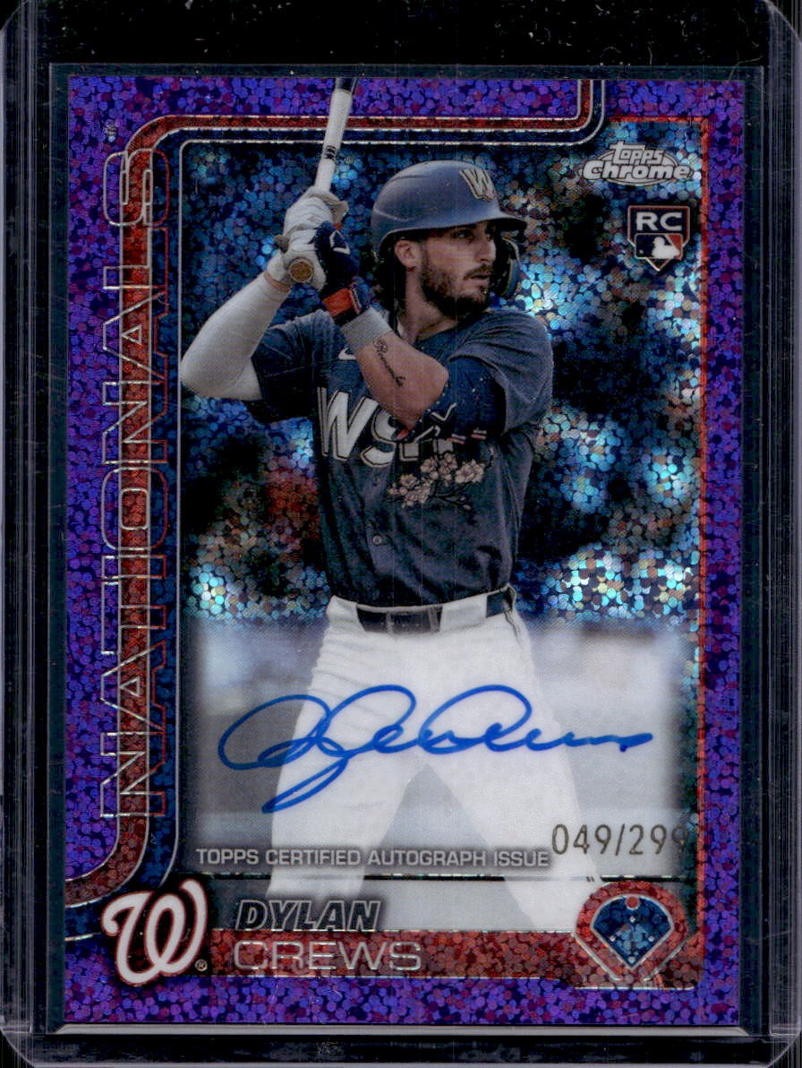Dylan Crews 2025 Topps Chrome #RA-DC Rookie Auto Purple Speckle /299