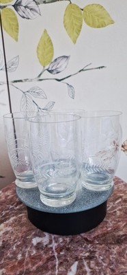 Vintage Mid Century Modern Kristallglas Becher Blattschliff um 1955