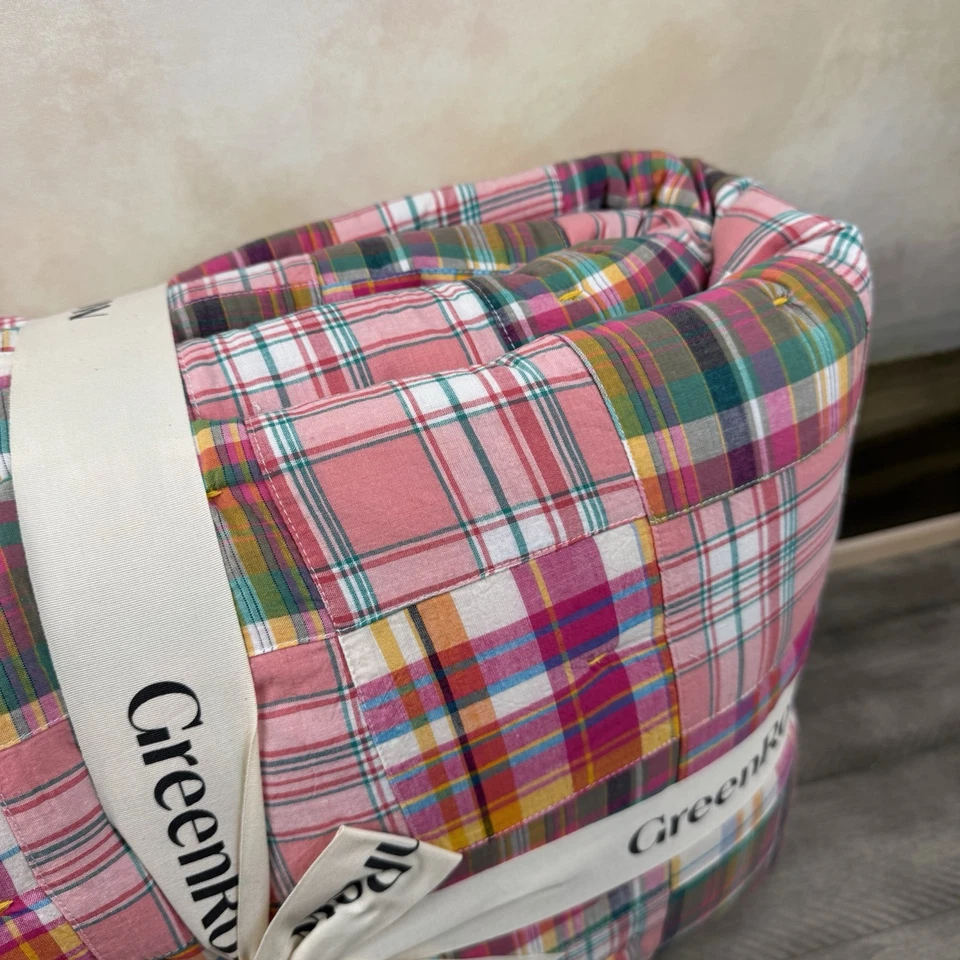 GreenRow/Pottery Barn Madras Plaid Patchwork Quilt Twin/Full Multicolor NWOT - Image 3 of 4