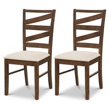 Dining Chairs Set of 2 with Tall Backrests, Linen Fabric Upholstered Seats