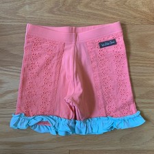 MATILDA JANE  Coral Cove Orange Cotton Lace Accent Ruffle Shorties sz 6