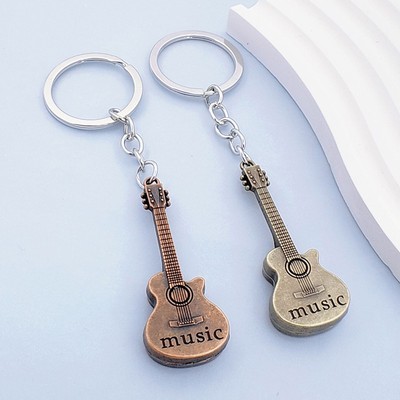 1/2PCS New Fashion Retro Music Guitar Creative Keychain For Men's Women's Metal