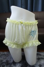 A4 2XL/ElasticW.24-42"Vintage Style Yellow Nylon Full Brief Panties Underwear