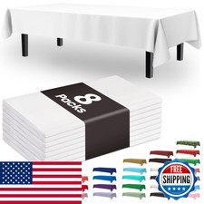 Pureegg Plastic Table Cloth Disposable 8 Pack 54 X 108 Inch Table Cloths Party
