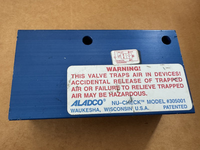 Aladco 305001 Pilot Operated Nu-Check Valve USA New OEM NextDay Air Available