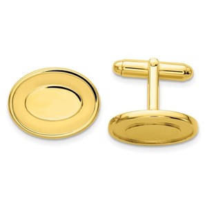 Authentic Kelly Waters Gold-plated Oval with Engraveable Area Cuff Links; Women & Men