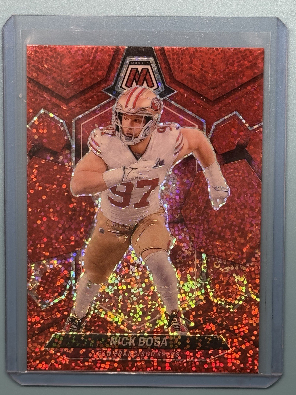 NICK BOSA 2024 PANINI MOSAIC RED SPARKLE PRIZM #195 49ERS COLOR MATCH MINT